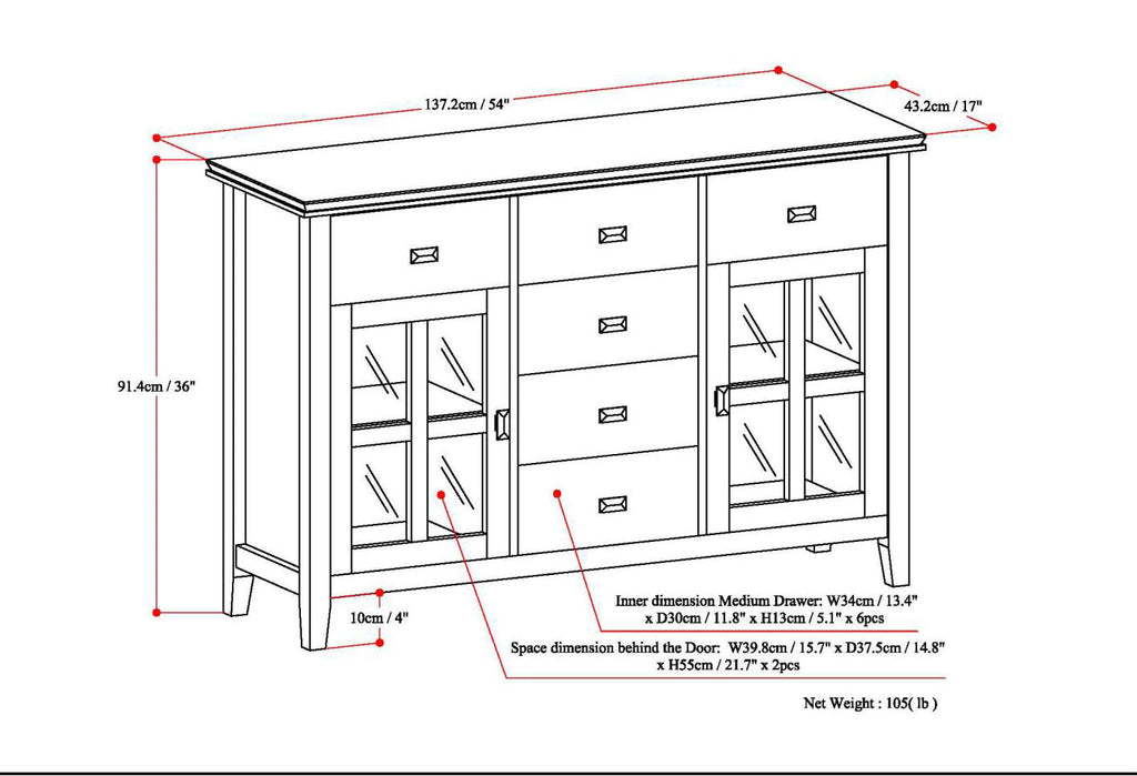 Artisan Solid Wood Sideboard Buffet in Light Golden